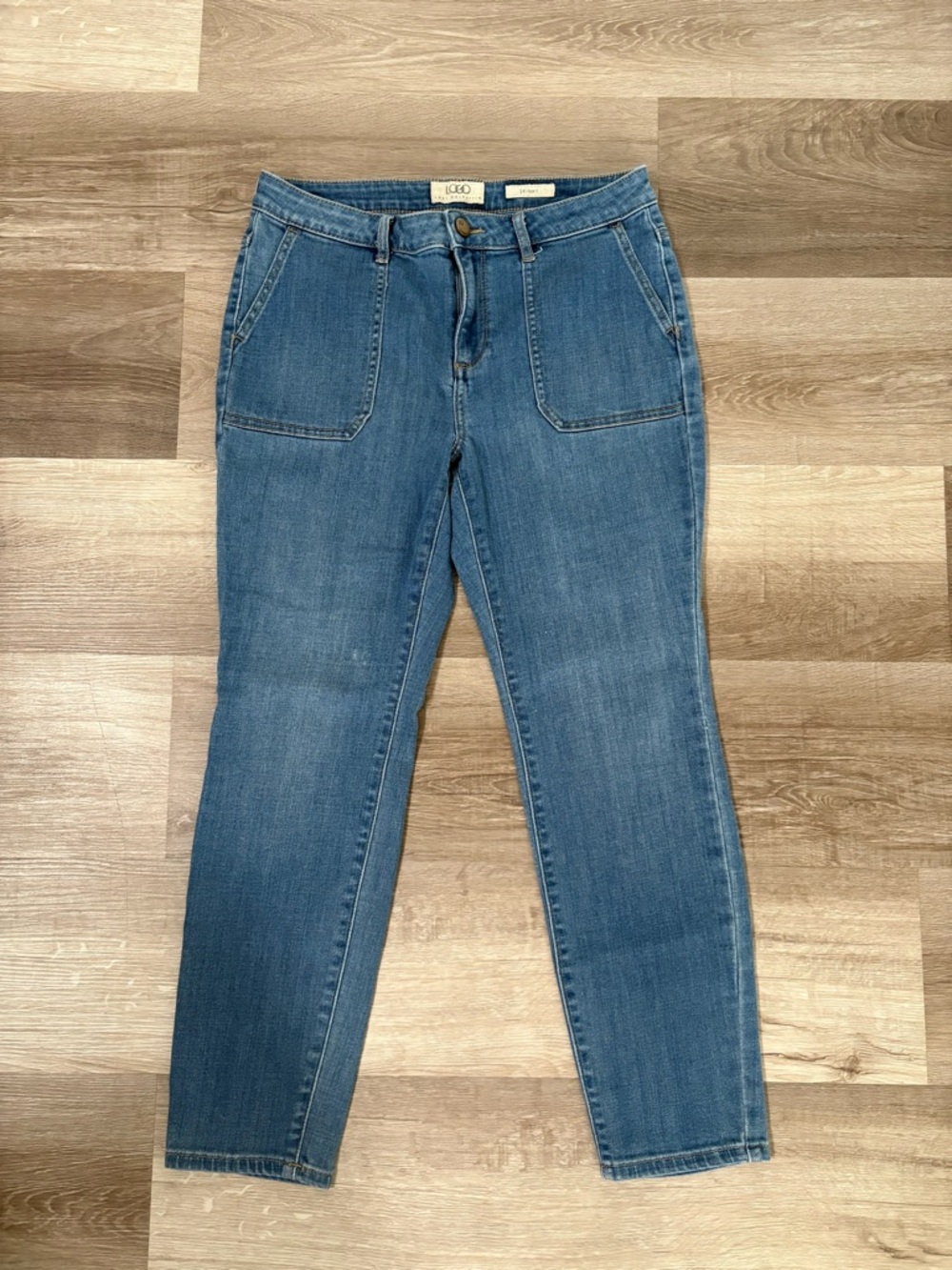 LOFT Women's Blue Denim High-Rise Tapered Jeans